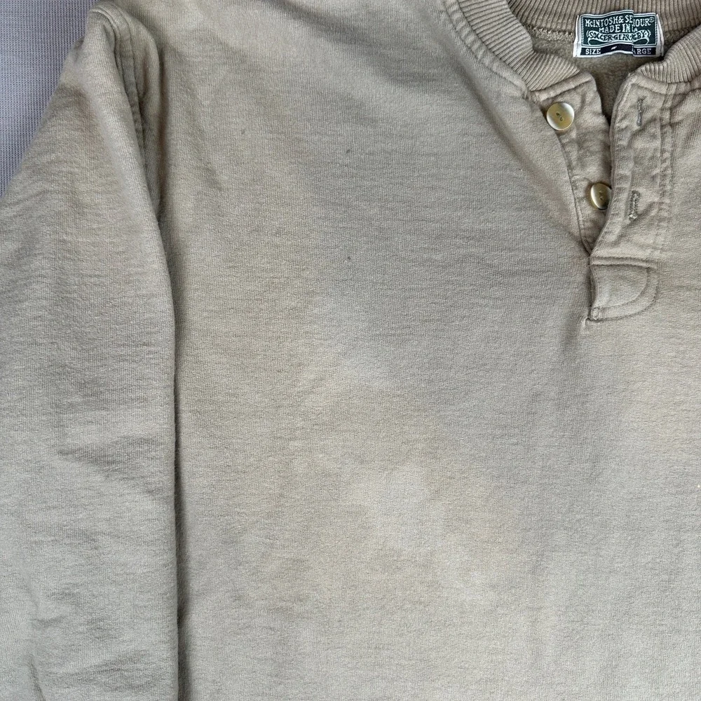 Vintage McIntosh & Seymour Soccer Gear Rugby Shirt Men's Large Tan USA Henley